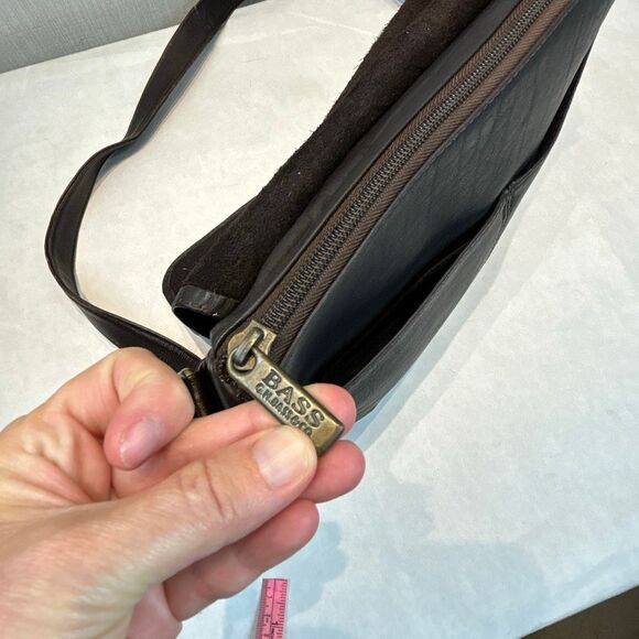 GH Bass Leather Purse Messenger Bag Brown Adjustable Shoulder Strap - Picture 4 of 14